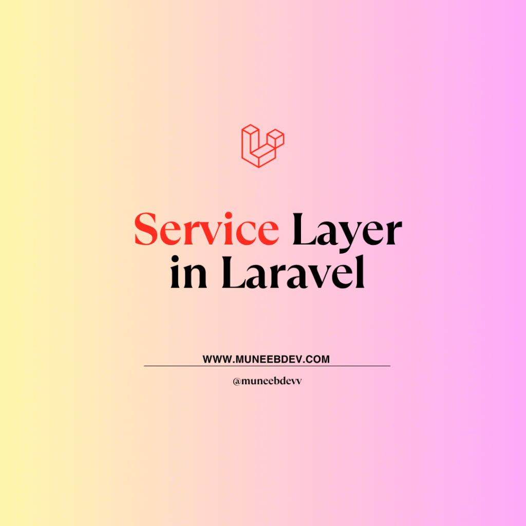 Diagram showing the service layer Laravel architecture separating business logic from controllers and models