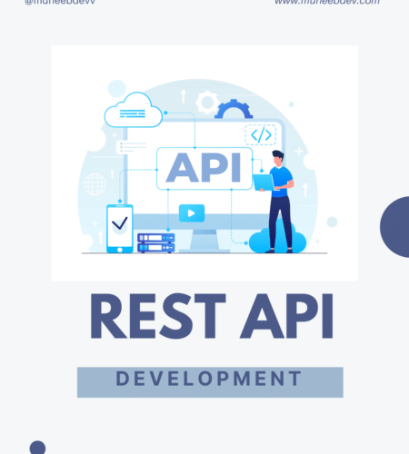Illustration of REST API architecture showing HTTP methods, stateless communication, and resource representation in web development