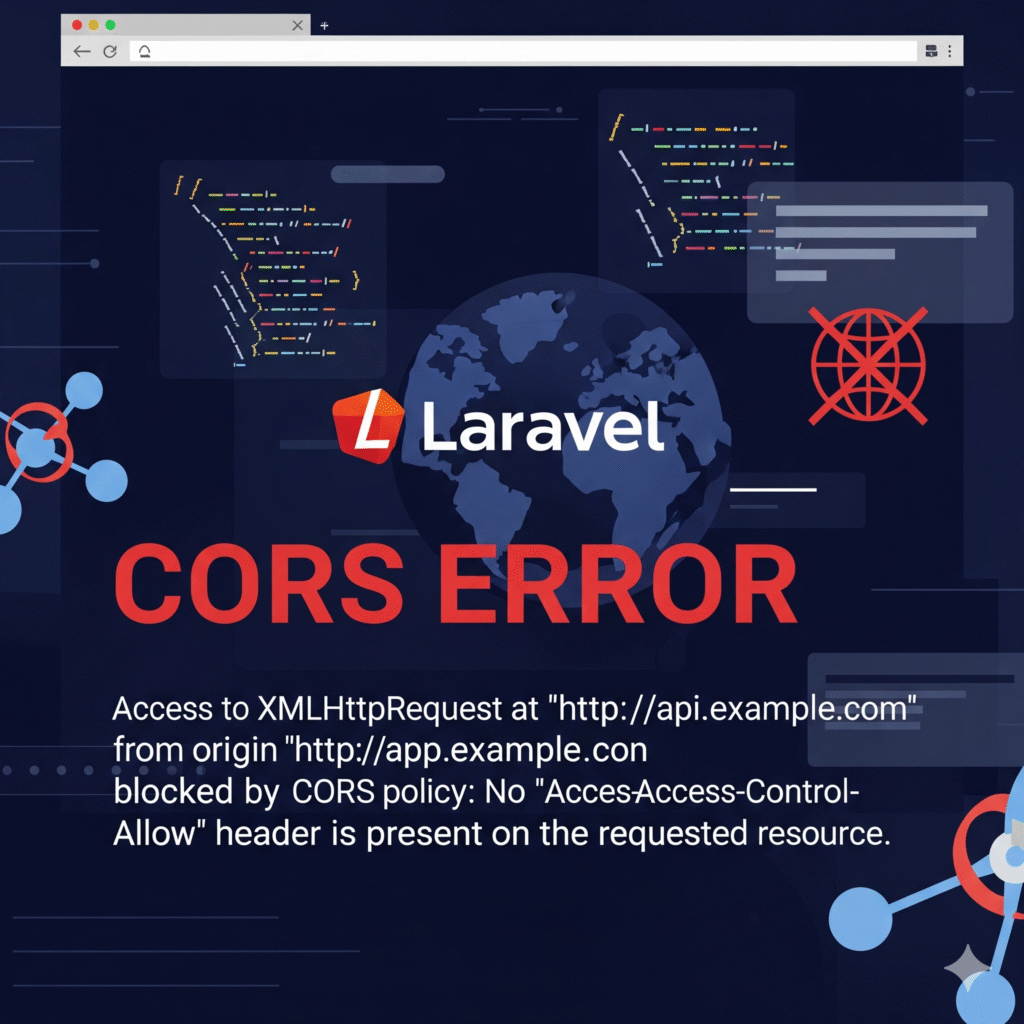 Illustration showing Laravel CORS configuration with API and frontend origins