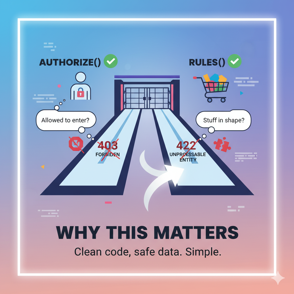 Laravel 11 Form Requests authorize() vs rules() explained